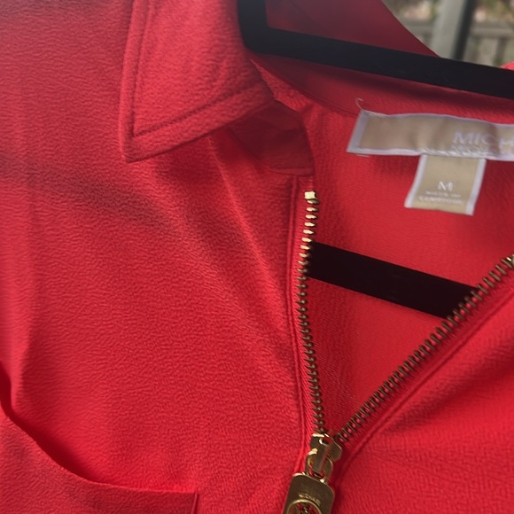 Coral colored Michael Michael Kors zip front shirt - Picture 6 of 7